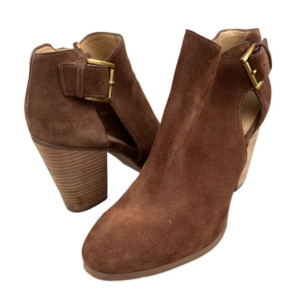 MICHAEL Michael Kors Adams Cutout Buckle Booties in Brown Tan Size 9.5M - Picture 6 of 14
